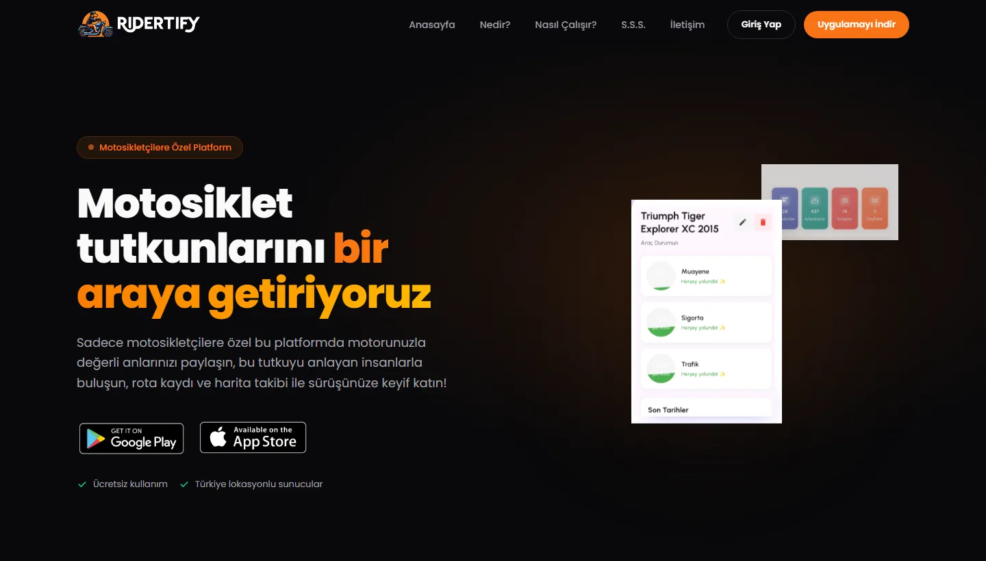 Ridertify web sitesi